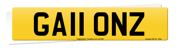 Registration number GA11 ONZ